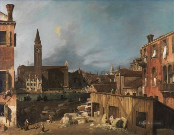 Canaletto Painting - The Stonemasons Yard Canaletto